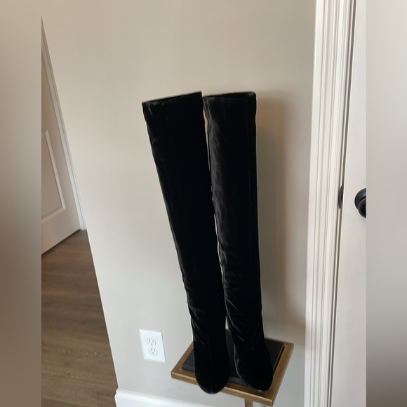 Alberta Ferretti Velvet Black Tall Boots - Picture 13 of 16